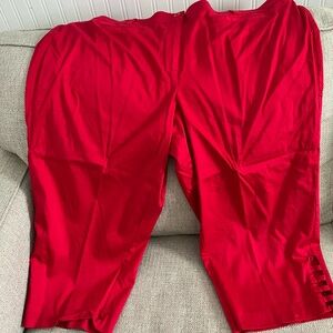 Bright Red Stretch Capri Pants